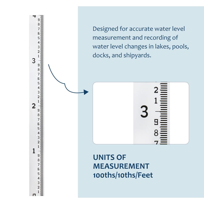 Holdly Depth Gauge, Water Level Gauge (Hundredths, Tenths, Teet), Heavy-Duty Ruler-Style Water Level Indicator, All-Weather Water Level Tool, Rust-Resistant, with Pre-Drilled Holes (0-4 Feet) - Image 4